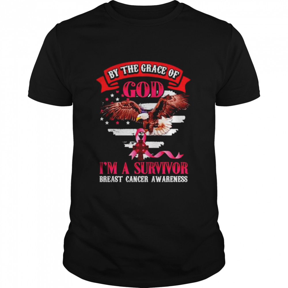 Eagle by the grace of god I’m a survivor breast cancer awareness shirt