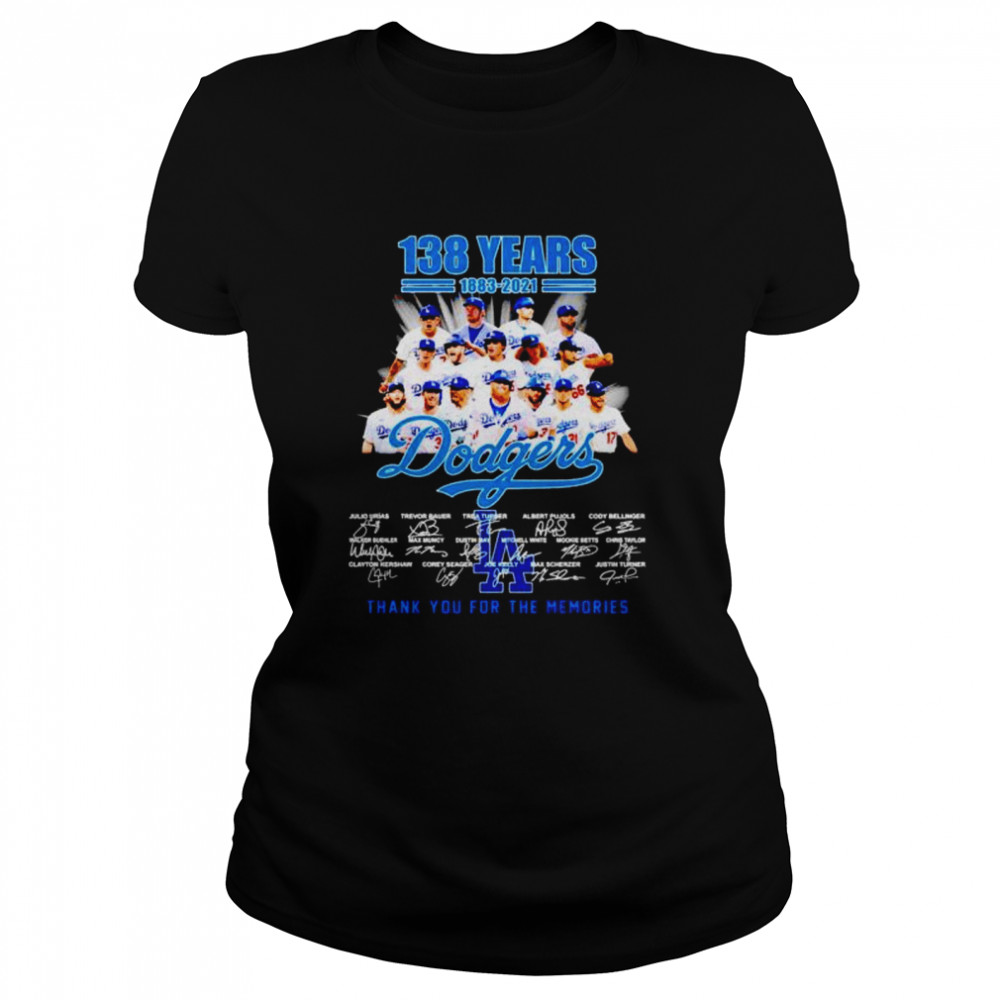 138 years 1883-2021 Los Angeles Dodgers thank you for the memories signatures shirt Classic Women's T-shirt