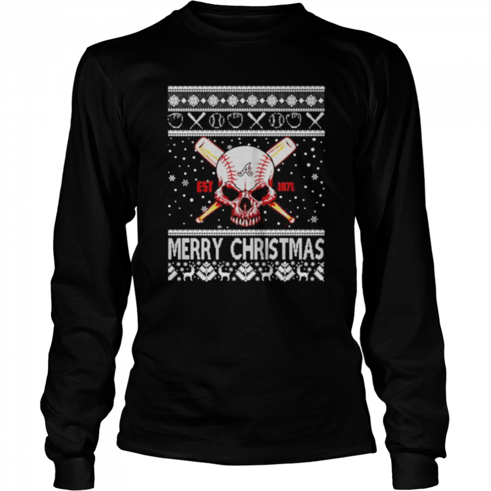 Skull Atlanta Braves Est 1871 Merry Christmas shirt Long Sleeved T-shirt