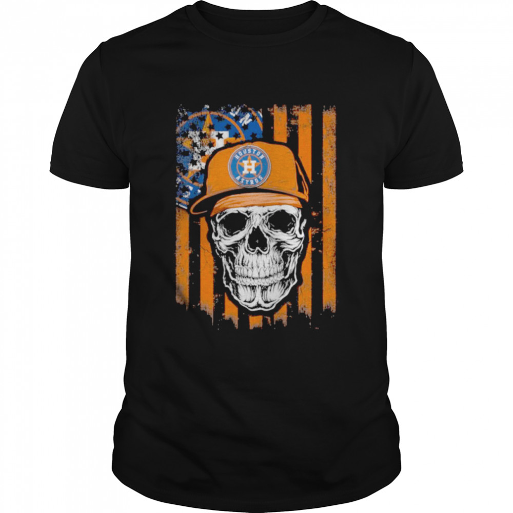 Official Skull Hat Houston Astros Logo 2021 American Flag Shirt