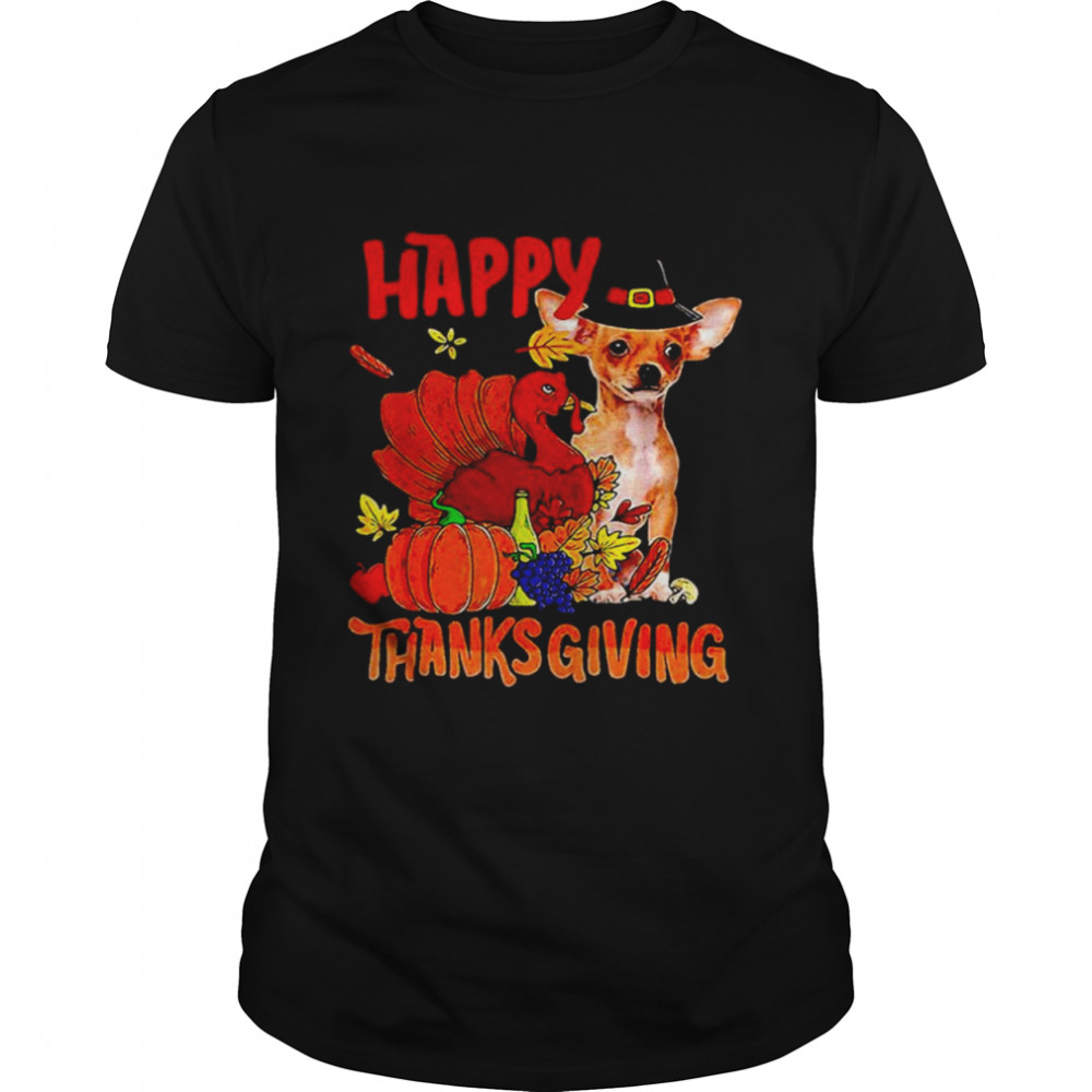 Chihuahua happy thanksgiving shirt Classic Men's T-shirt