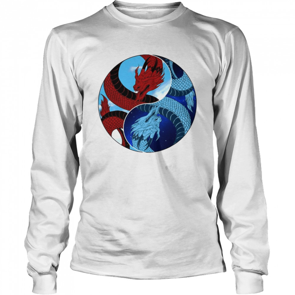 Red And Blue Dragons Yin Yang Day Night Dragon Dualism T-shirt