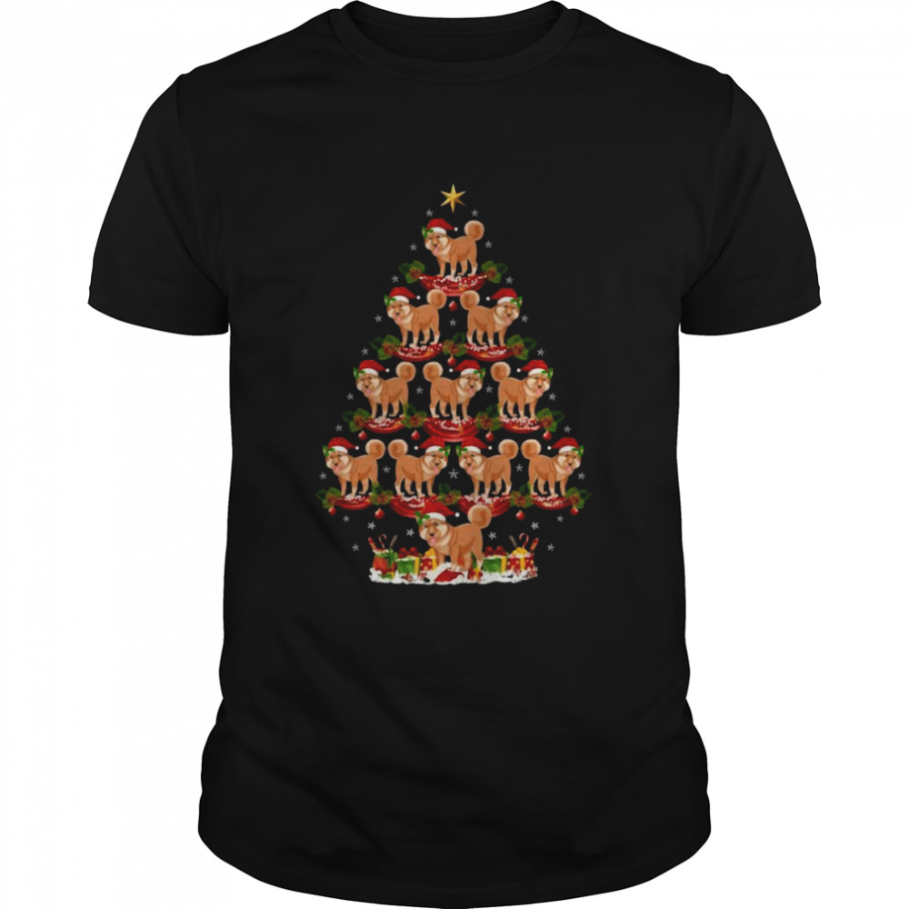 Shiba Inu Dog Xmas Tree Lighting Christmas Tree  Classic Men's T-shirt