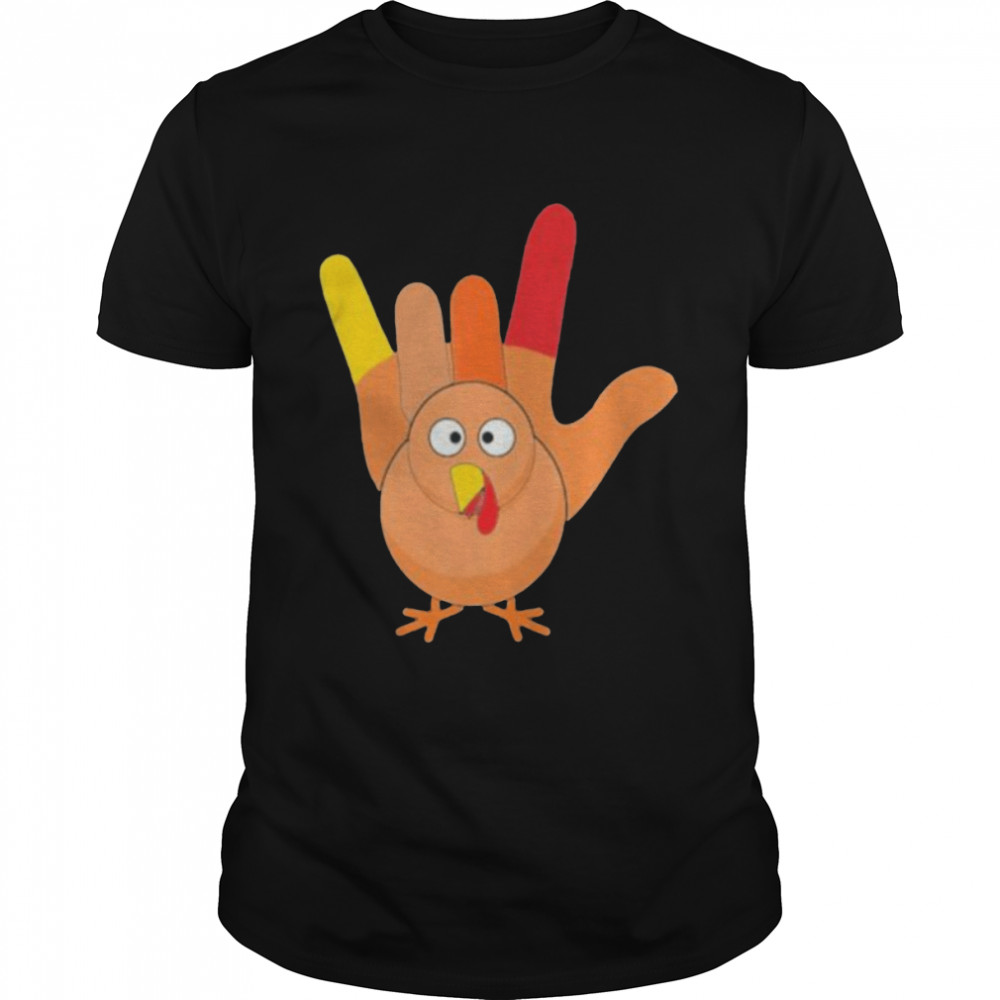 Turkey Hand ASL Sign Language Thanksgiving shirt Classic Men's T-shirt