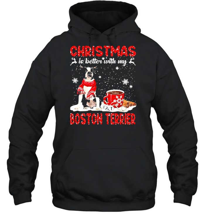 Christmas Is Better With My Black Boston Terrier Dog Sweater Unisex Hoodie