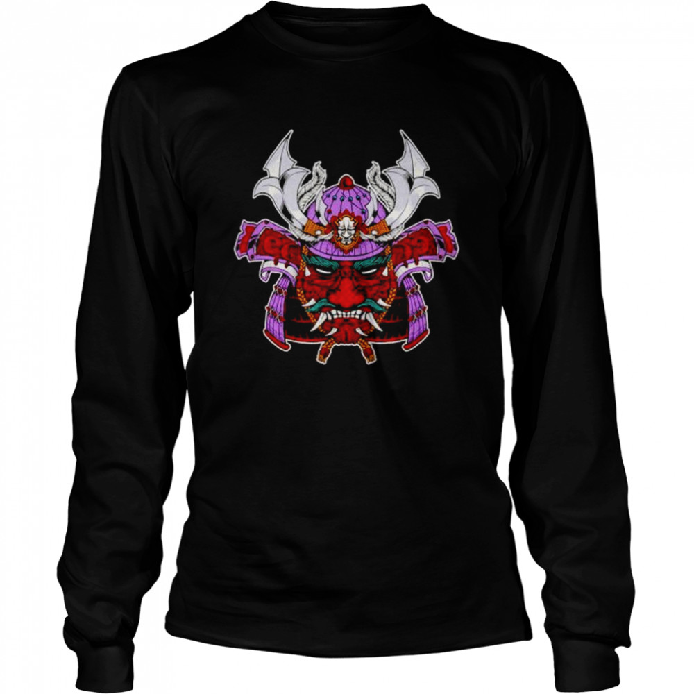 Demon Japan Samurai Mask Hannya Kanji Oni Harajaku shirt Long Sleeved T-shirt