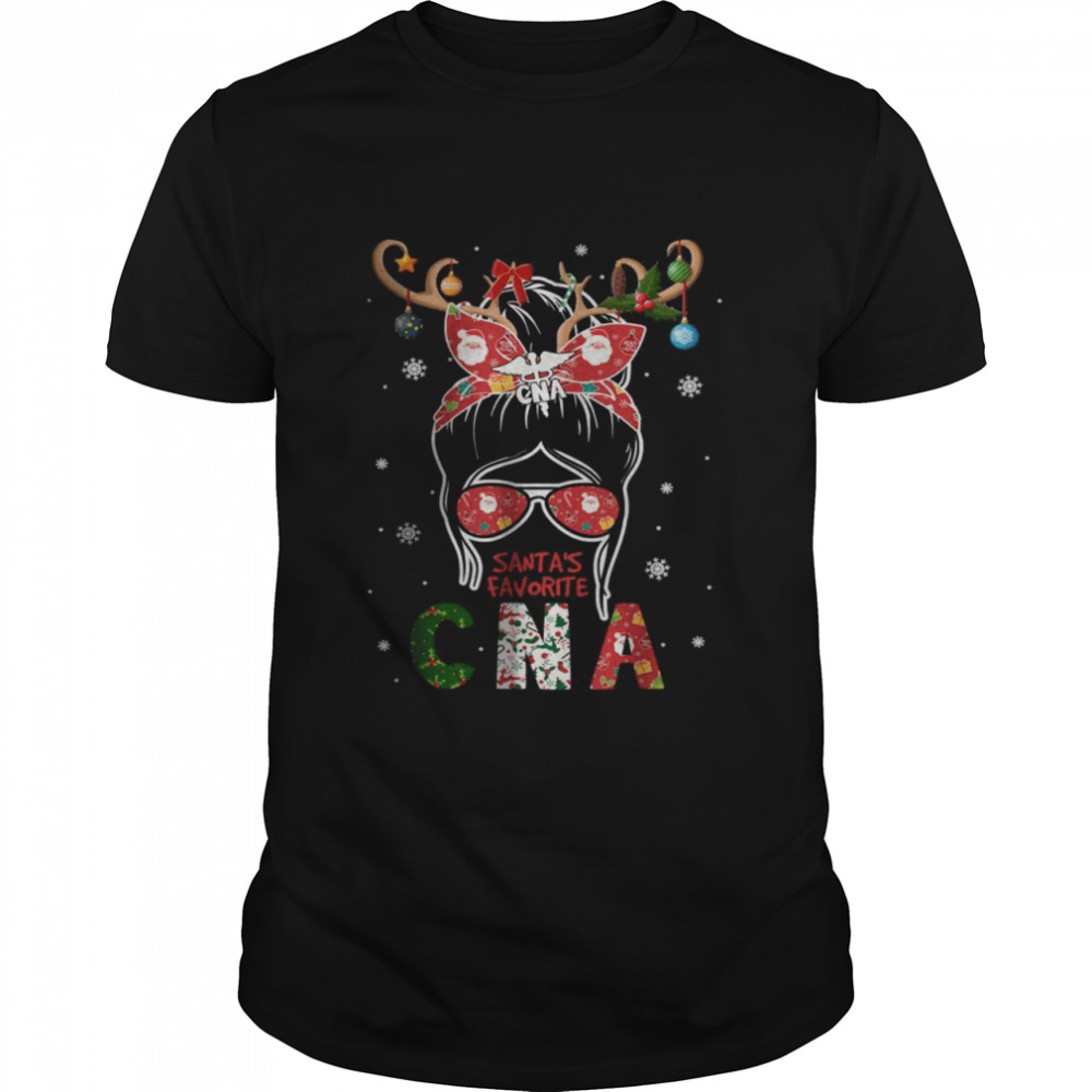 Messy Bun Hair Christmas Present Santa’s Favorite CNA T- Classic Men's T-shirt