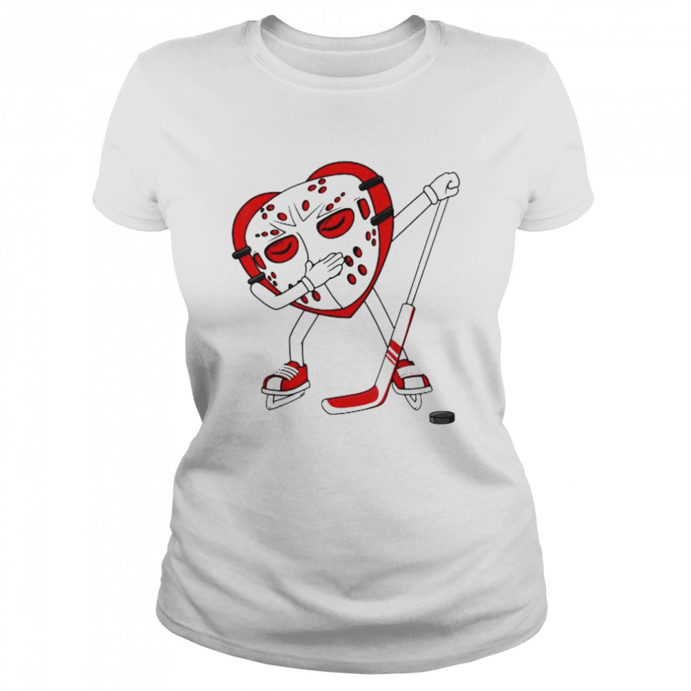 Valentines day dabbing heart hockey shirt Classic Women's T-shirt