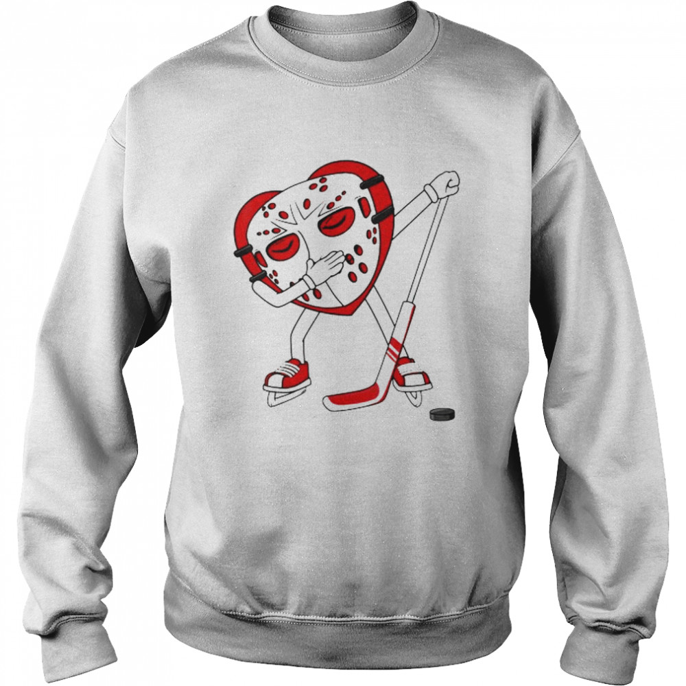 Valentines day dabbing heart hockey shirt Unisex Sweatshirt