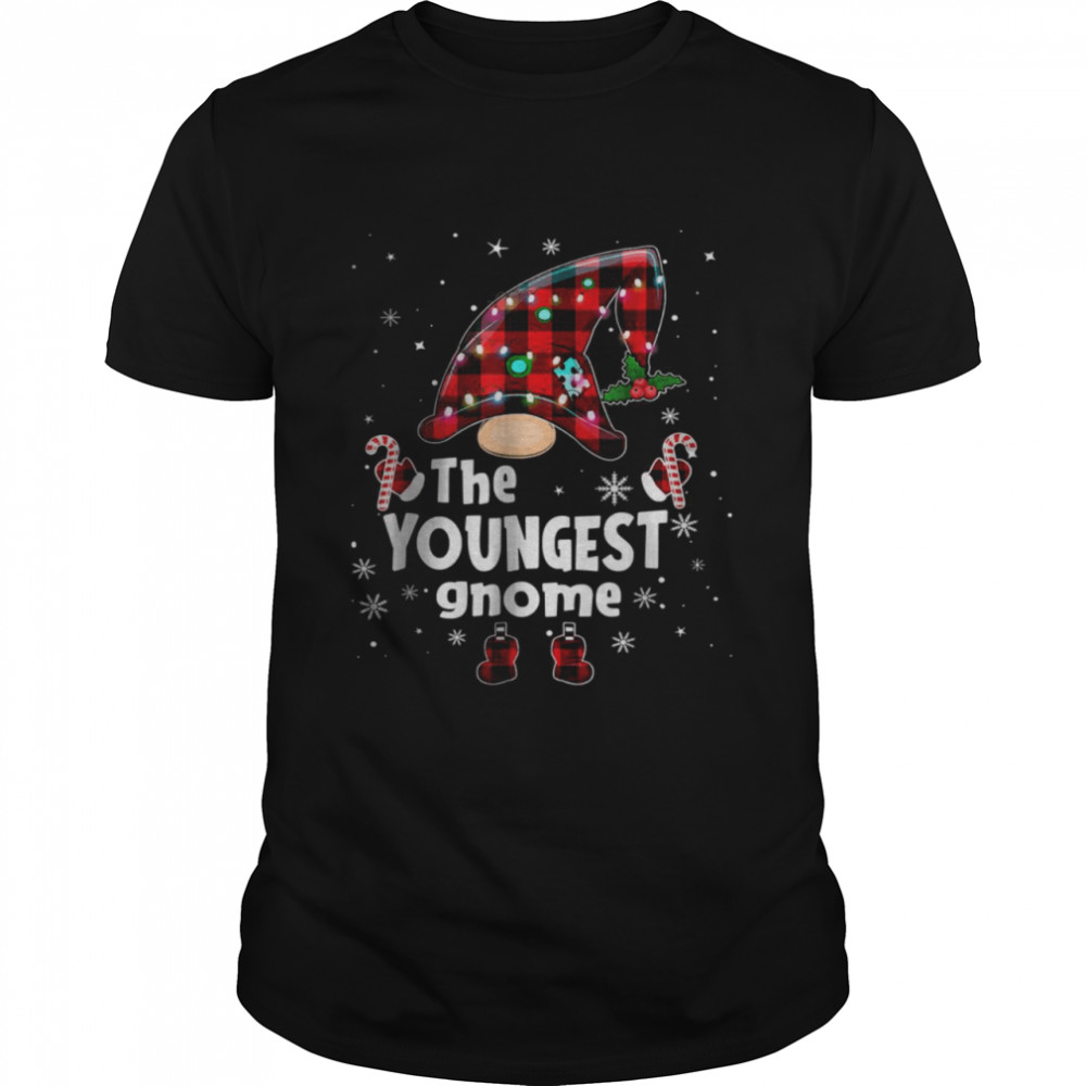 Youngest Gnome Buffalo Plaid Matching Family Christmas T- Classic Men's T-shirt