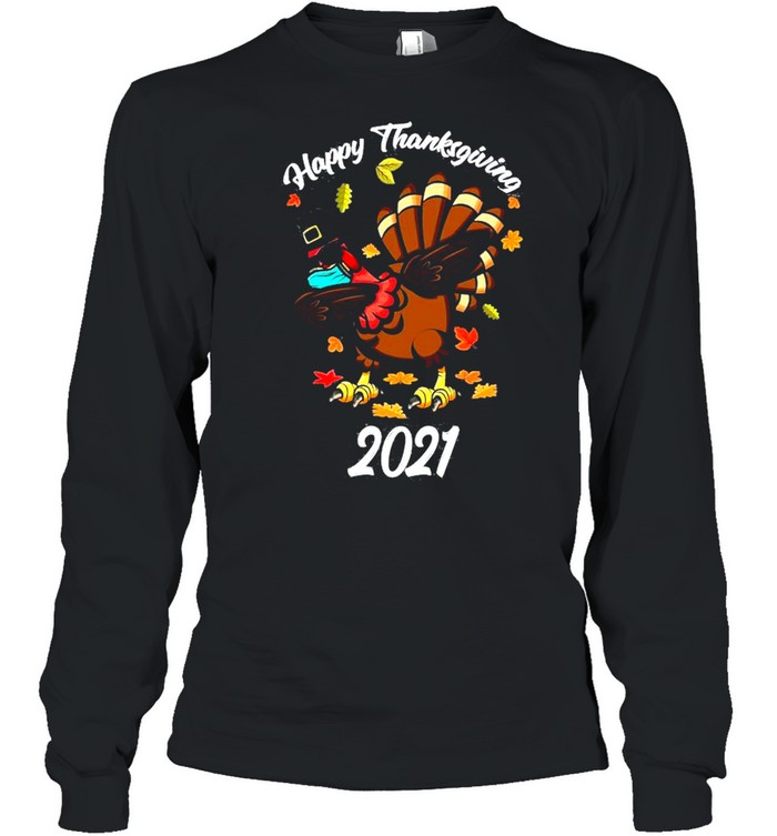 Happy Thanksgiving 2021 Funny Turkey facemask shirt Long Sleeved T-shirt