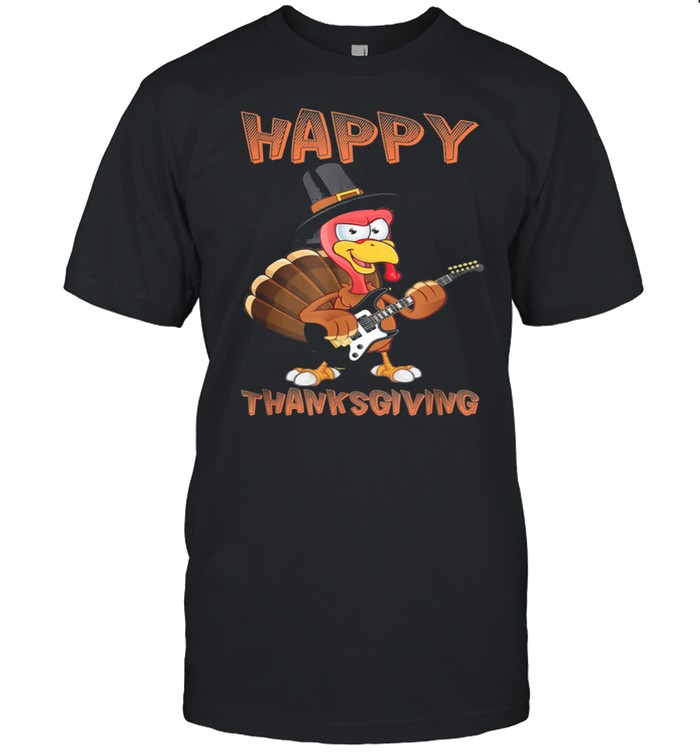 happy thanksgiving turkey guitar musician shirt Classic Men's T-shirt