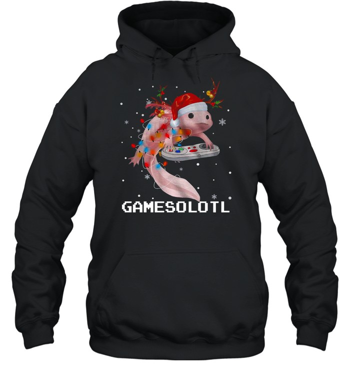Axolotl Fish Playing Video Game White Gamersolotl Christmas Sweater T-shirt Unisex Hoodie