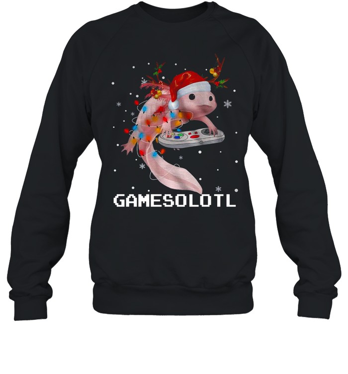 Axolotl Fish Playing Video Game White Gamersolotl Christmas Sweater T-shirt Unisex Sweatshirt