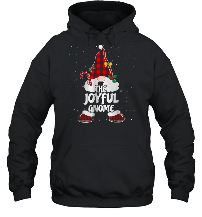 Joyful Gnome Buffalo Plaid Matching Family Christmas Pajama T- Unisex Hoodie