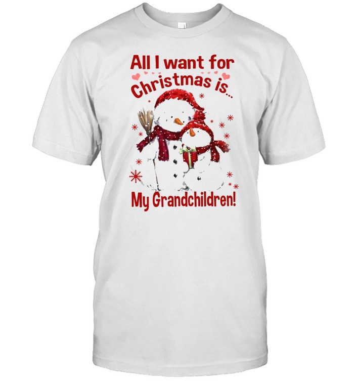 Official Snowman Santa All I want for Christmas is My Grandchildren 2021 Shirt
