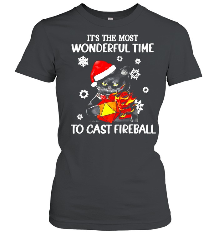 Santa Black Cat It’s The Most Wonderful Time To Cast Fireball Christmas Sweater T-shirt Classic Women's T-shirt