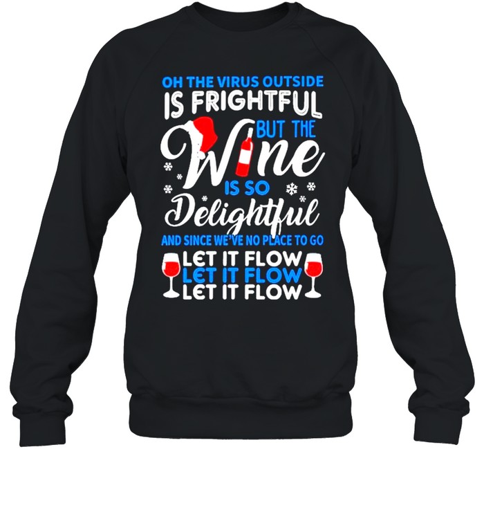 the Virus outside is frightful but the Wine is so delightful Christmas shirt Unisex Sweatshirt