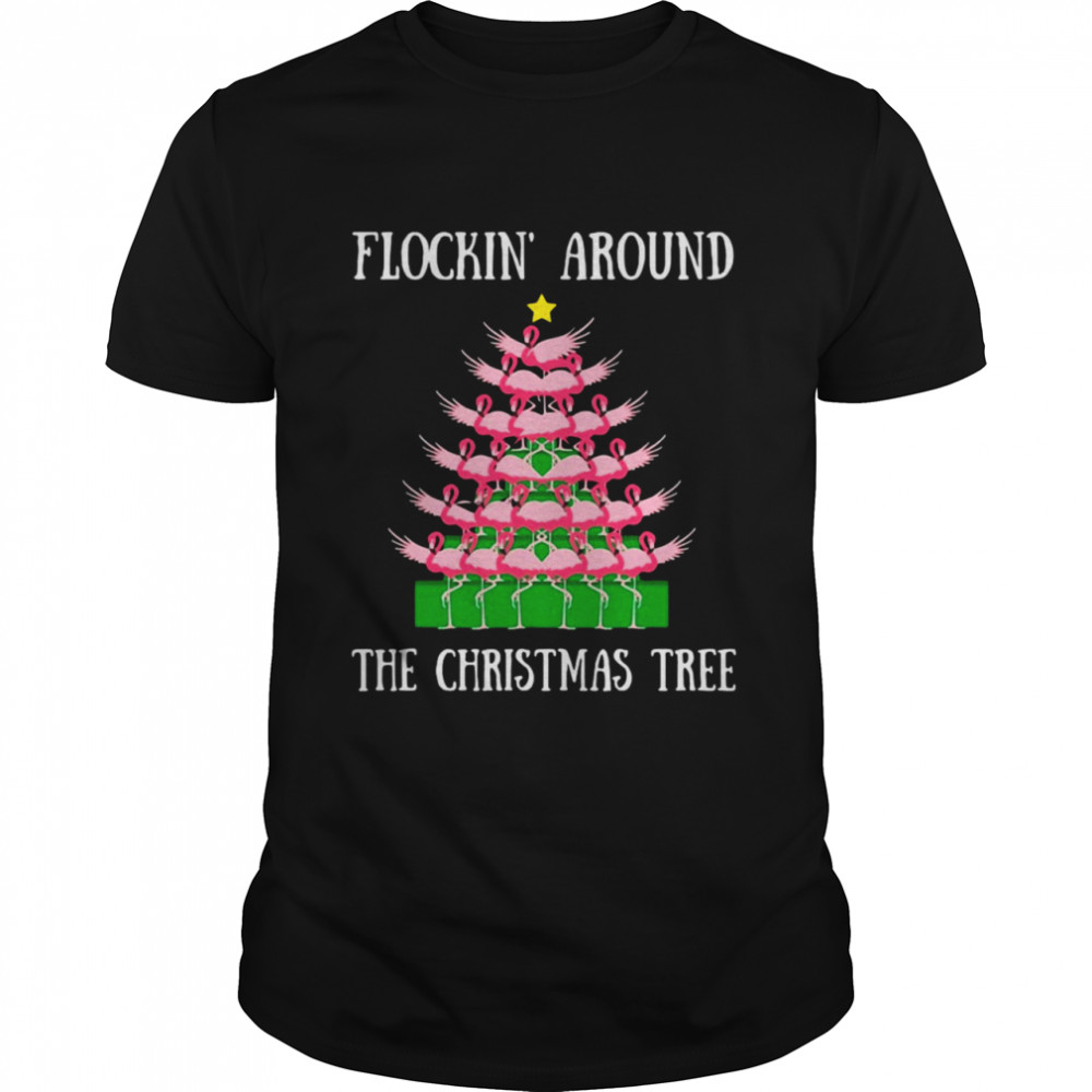 Flockin’ Around The Christmas Tree Lights Flamingo Sweater Shirt