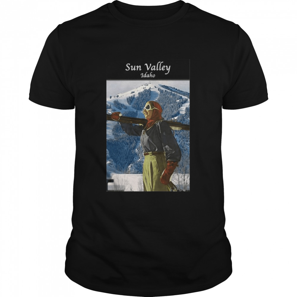 Sun Valley Idaho Vintage Woman Skiing By Baldy Mountain T-shirt Classic Men's T-shirt