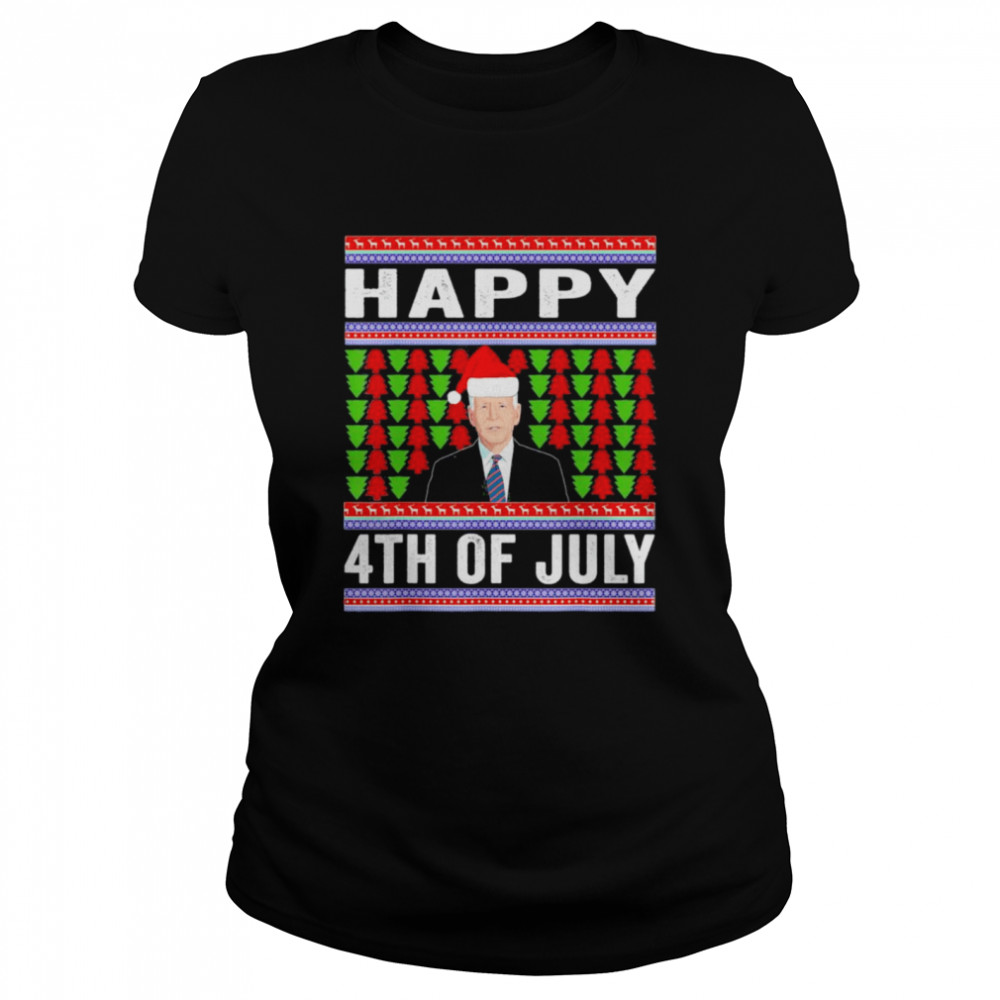 Happy 4th of July Ugly Christmas Santa – Joe Biden T- Classic Women's T-shirt