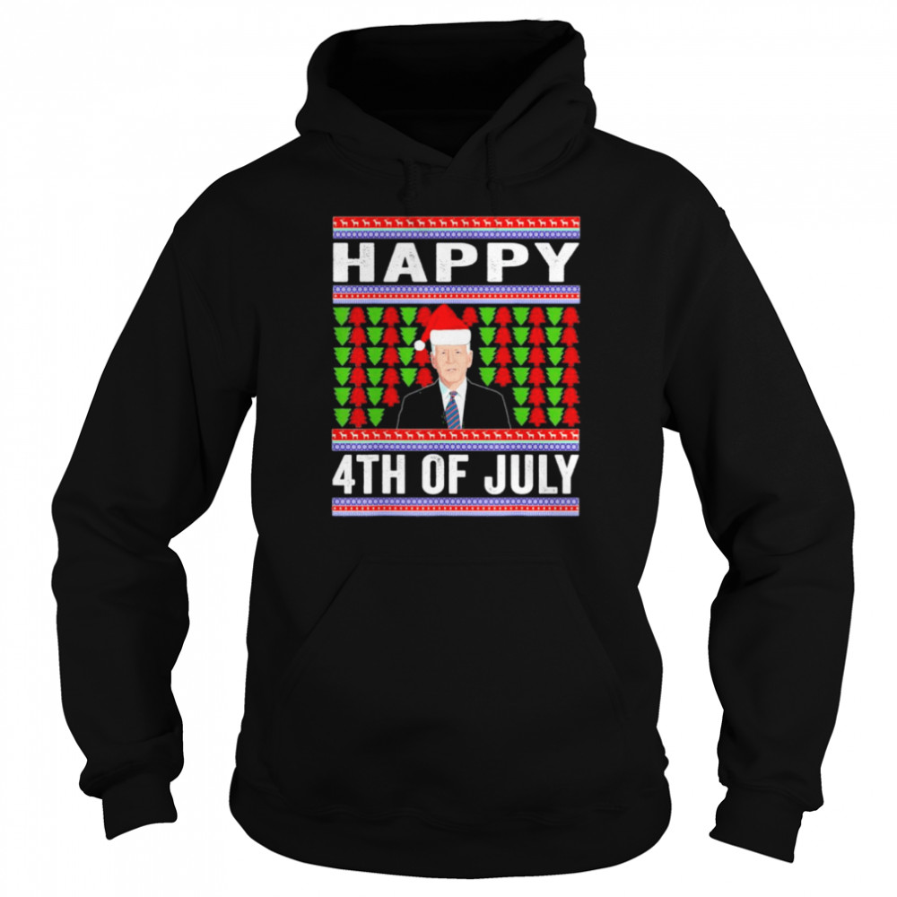 Happy 4th of July Ugly Christmas Santa – Joe Biden T- Unisex Hoodie