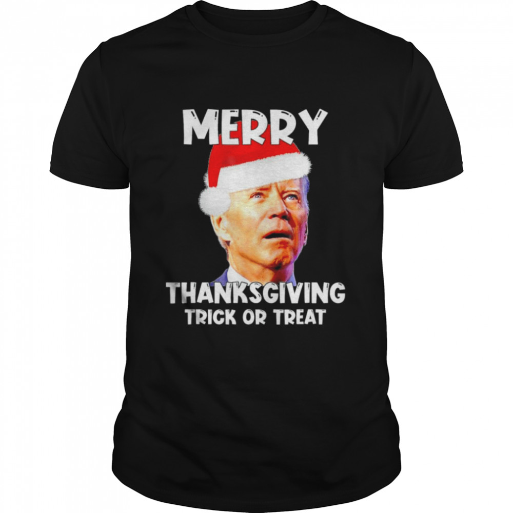 Joe Biden Santa Hat Merry Thanksgiving Christmas T-Shirt