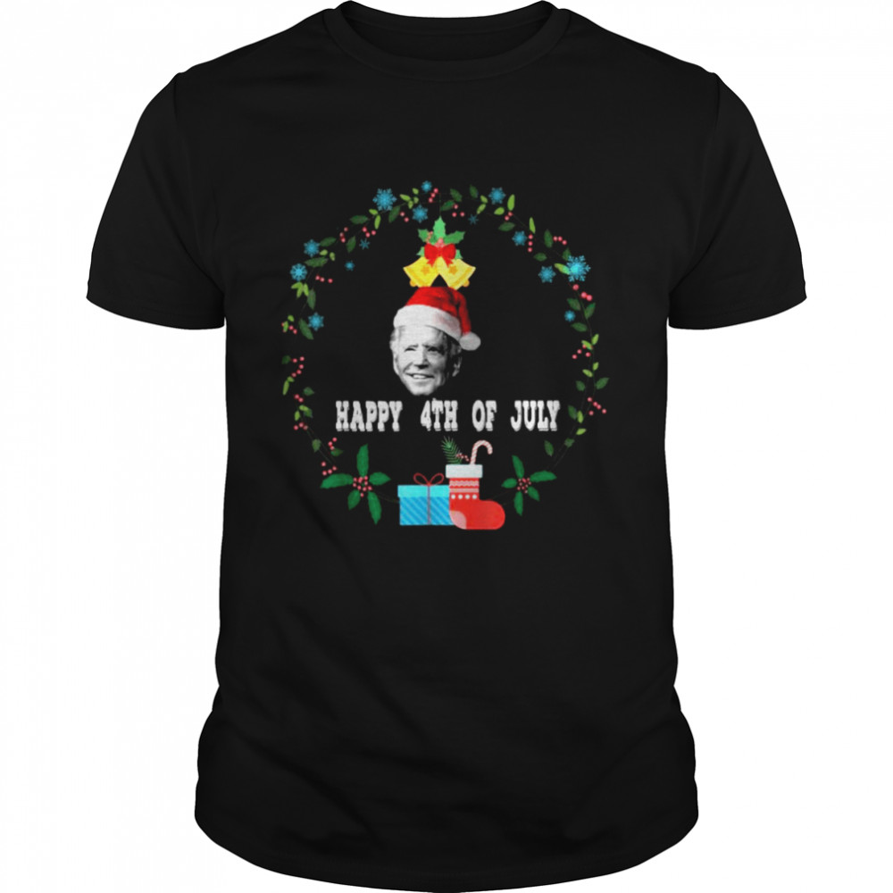 Santa Joe Biden Jingle Bell Happy 4th Of July Christmas shirt