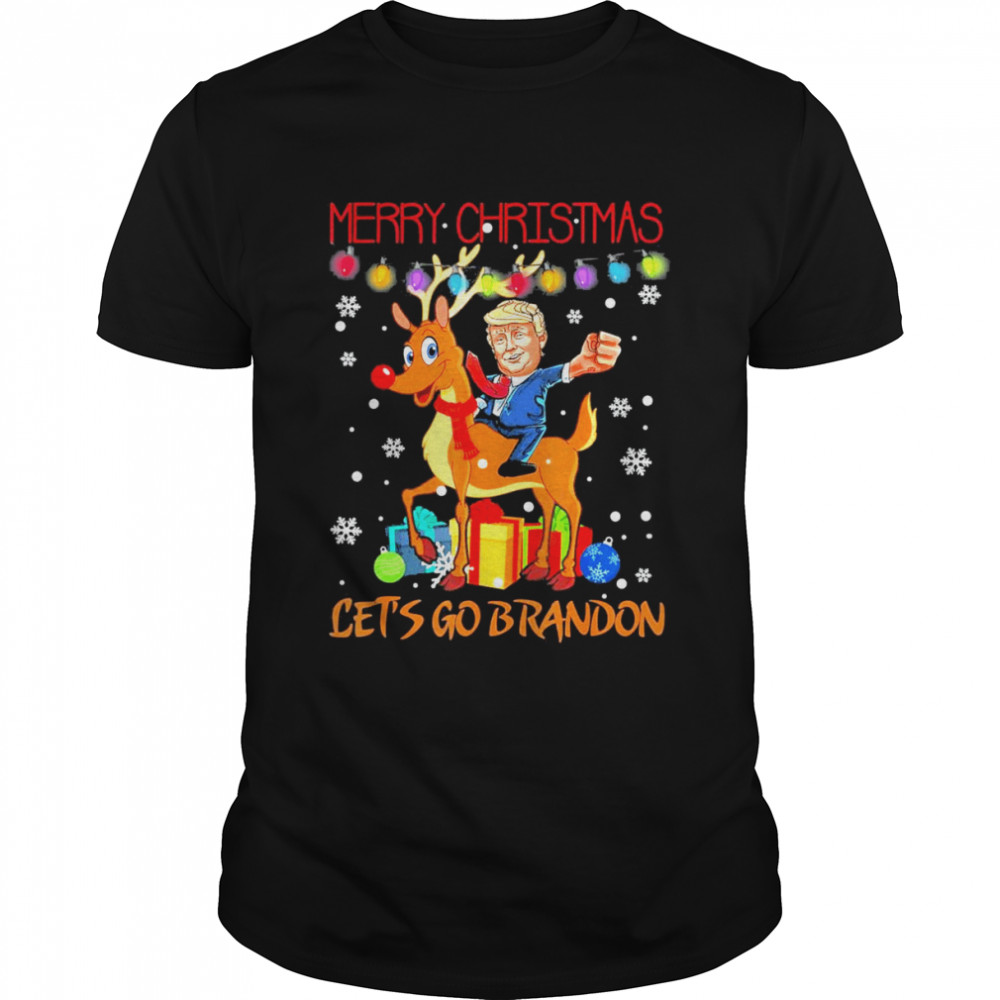Let’s Go Brandon Merry Christmas Trump Riding Reindeer T-Shirt
