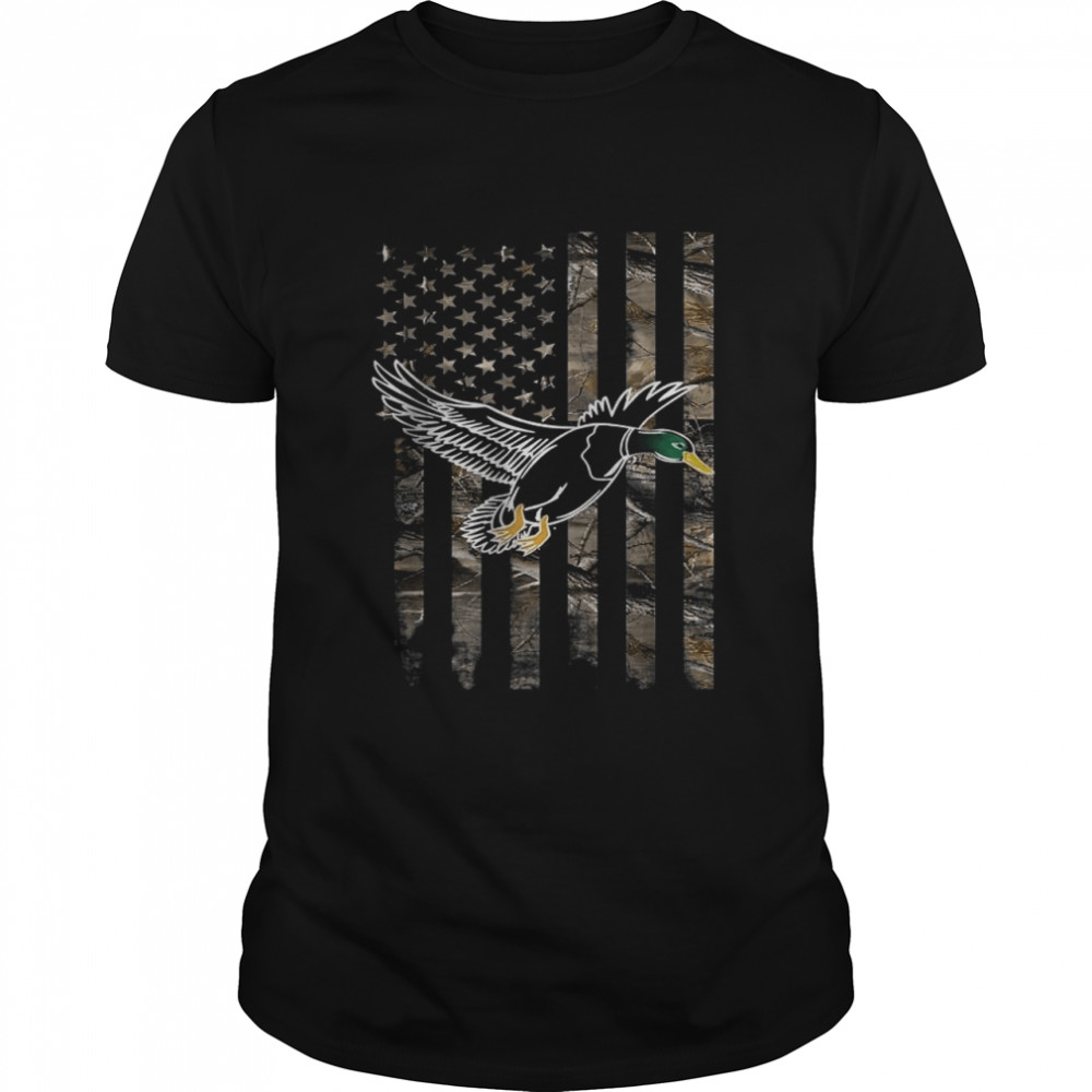 Duck Hunting American Real Tree Flag – Love Hunting T-Shirt