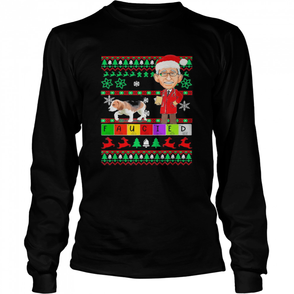 Fauci Lied Faucied Christmas Fauci Mandates Ugly Christmas T- Long Sleeved T-shirt