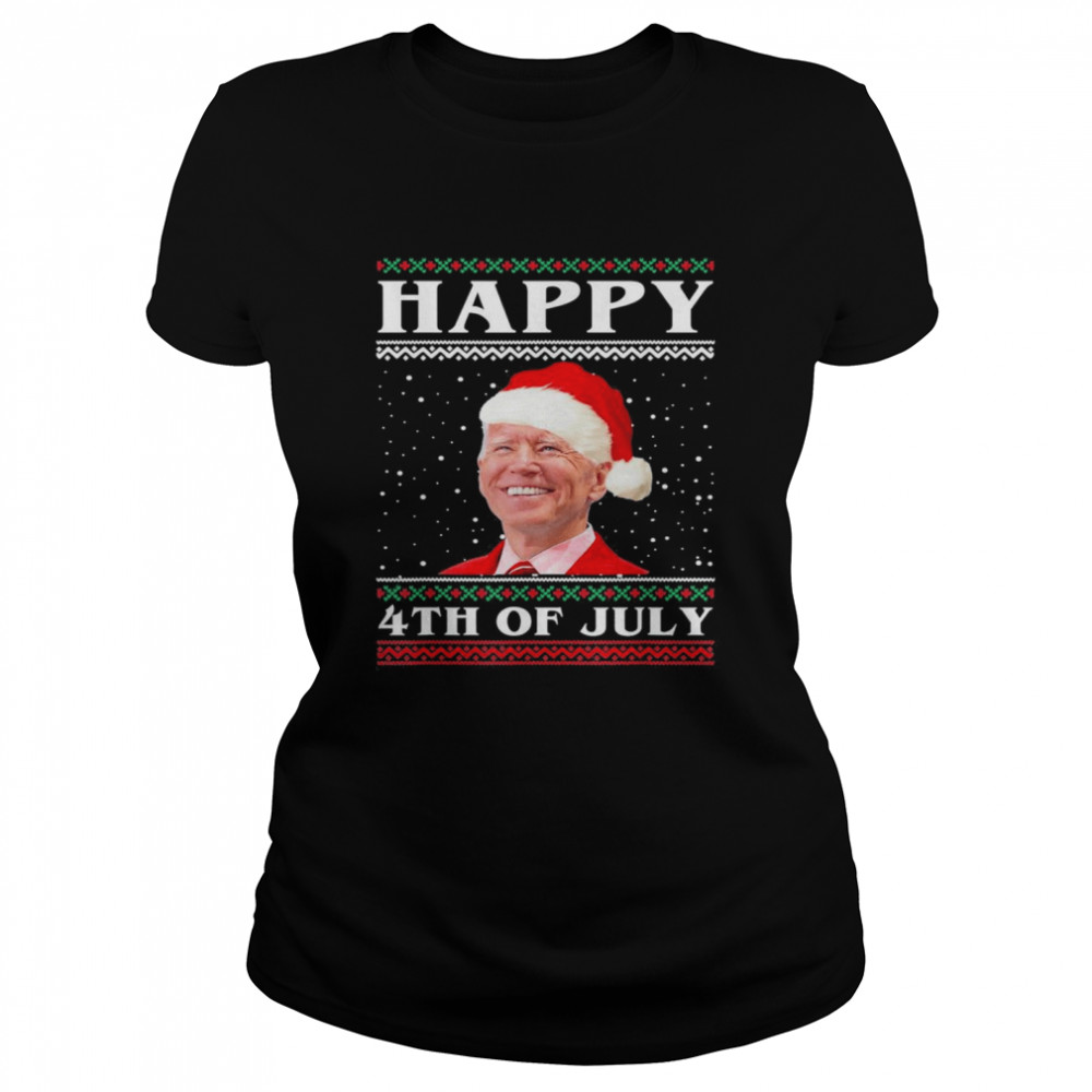 Happy 4th of July Biden Santa Ugly Christmas T- Classic Women's T-shirt