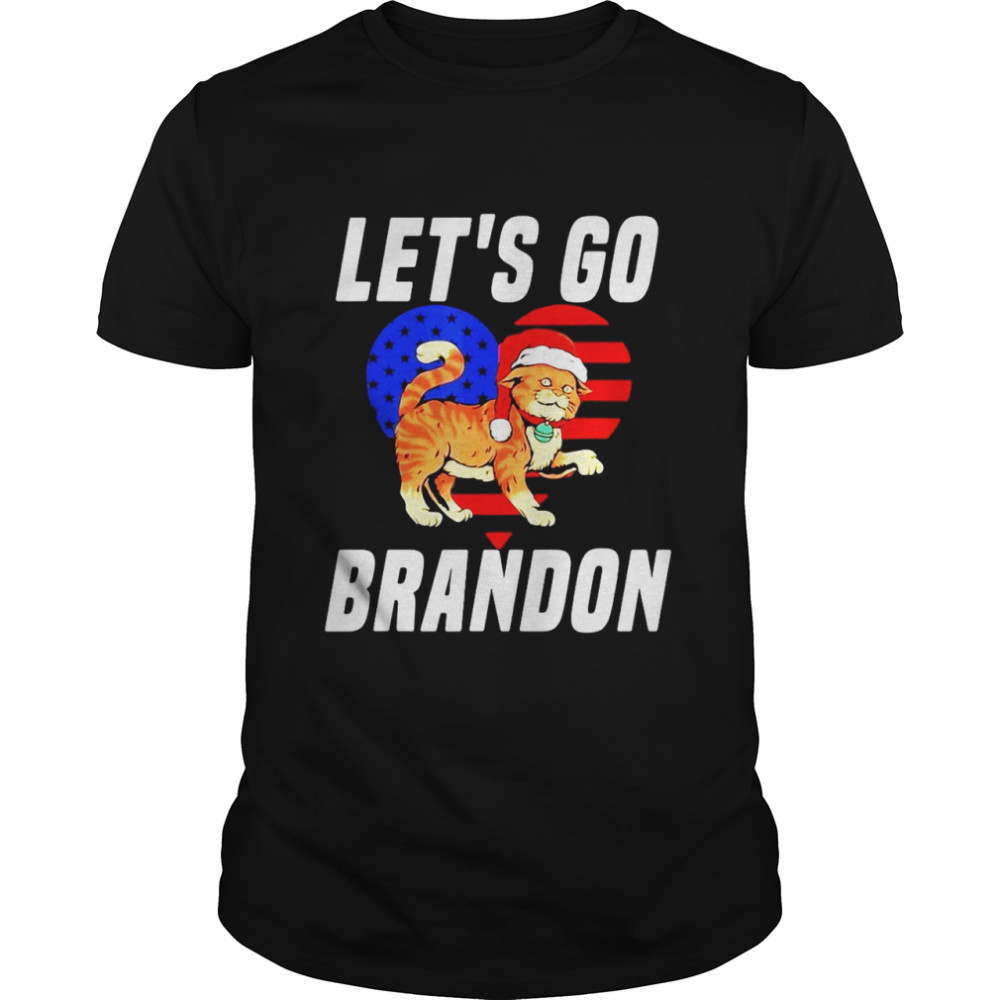 Let’s Go Brandon Cat Xmas Santa Heart Sweater Shirt