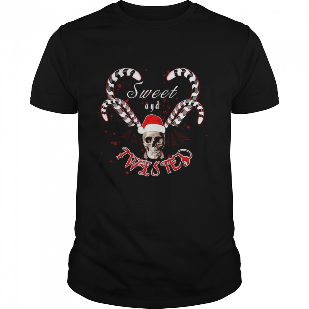Sweet But Twisted Skulls And Candy Canes Christmas Gothic Shirt