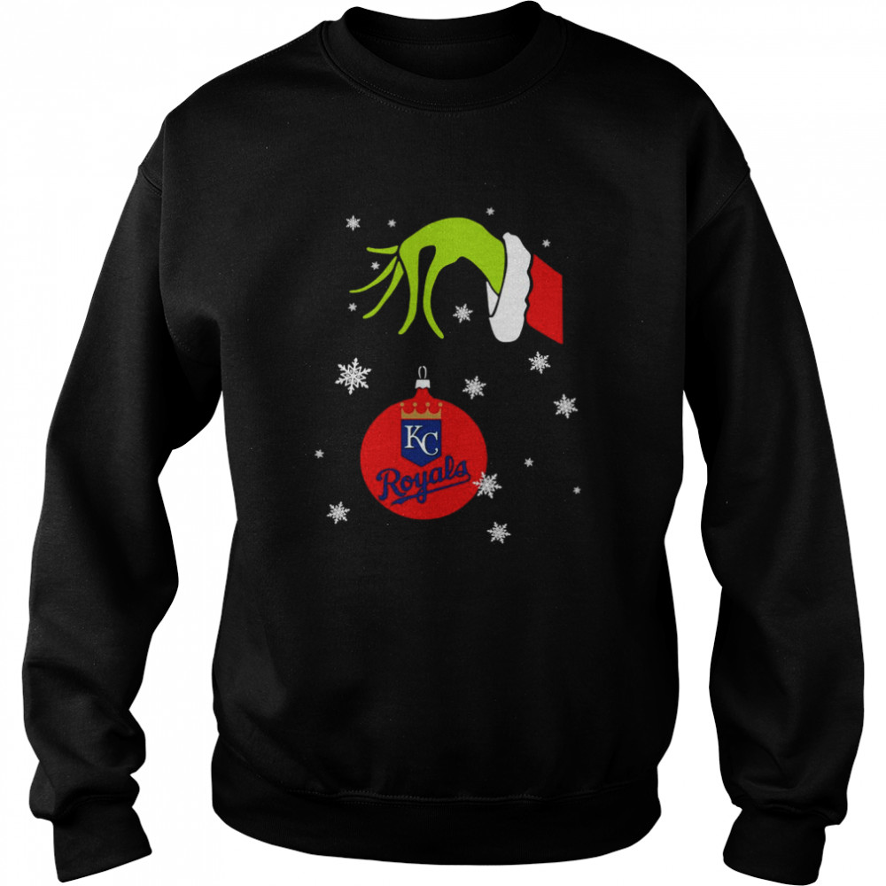Grinch Hand holding Ornament Kansas City Royals Snowflake Christmas shirt,  hoodie, sweater, long sleeve and tank top