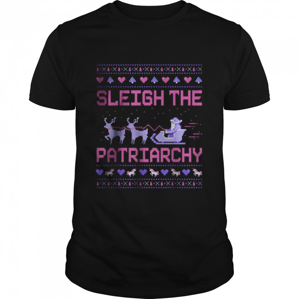 Sleigh The Patriarchy Feminist Feminism Meme Ugly Christmas T- Classic Men's T-shirt