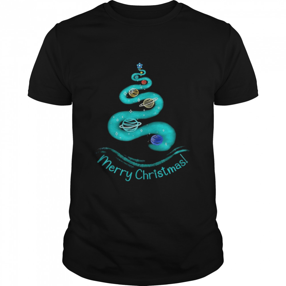 Space Christmas tree Merry Christmas shirt