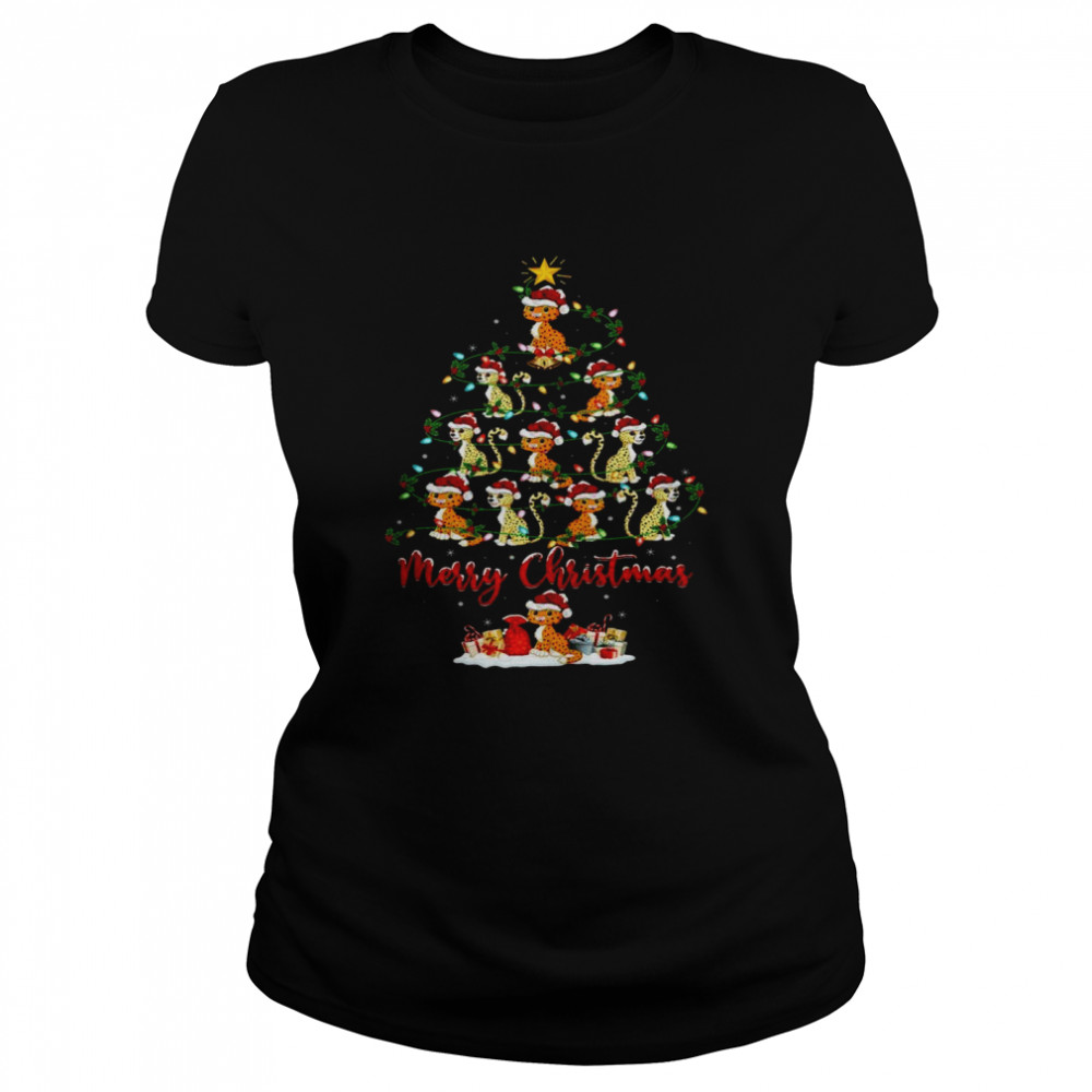 Cheetah Animal Matching Santa Cheetah Christmas Tree  Classic Women's T-shirt