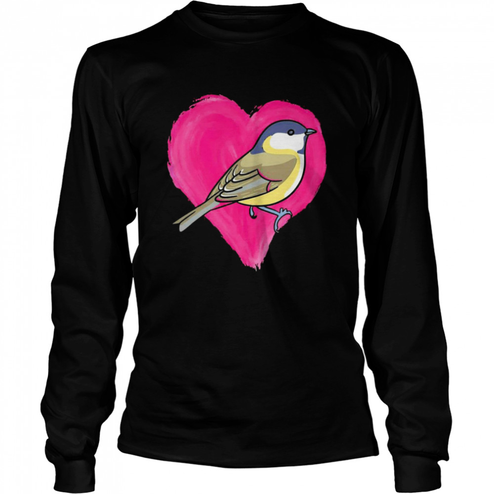 Chaffinch Heart Design Bird Love Chaffinchs Long Sleeved T-shirt