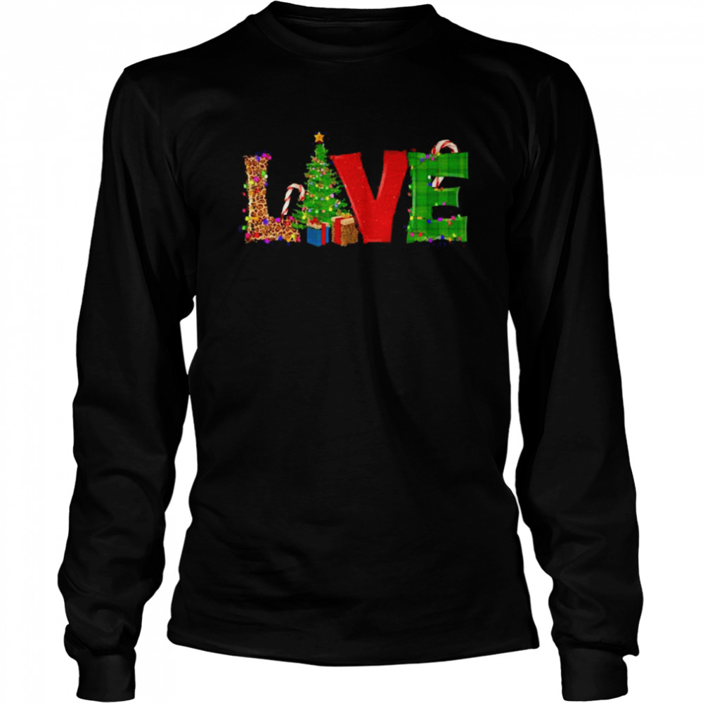 Liebe mit dekorativen Weihnachtsbuchstaben Grafik Sweater Long Sleeved T-shirt