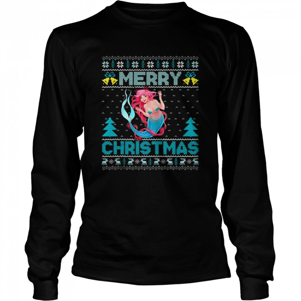 Mermaid Lover Women Girls Ugly Mermaid Christmas Sweater Long Sleeved T-shirt