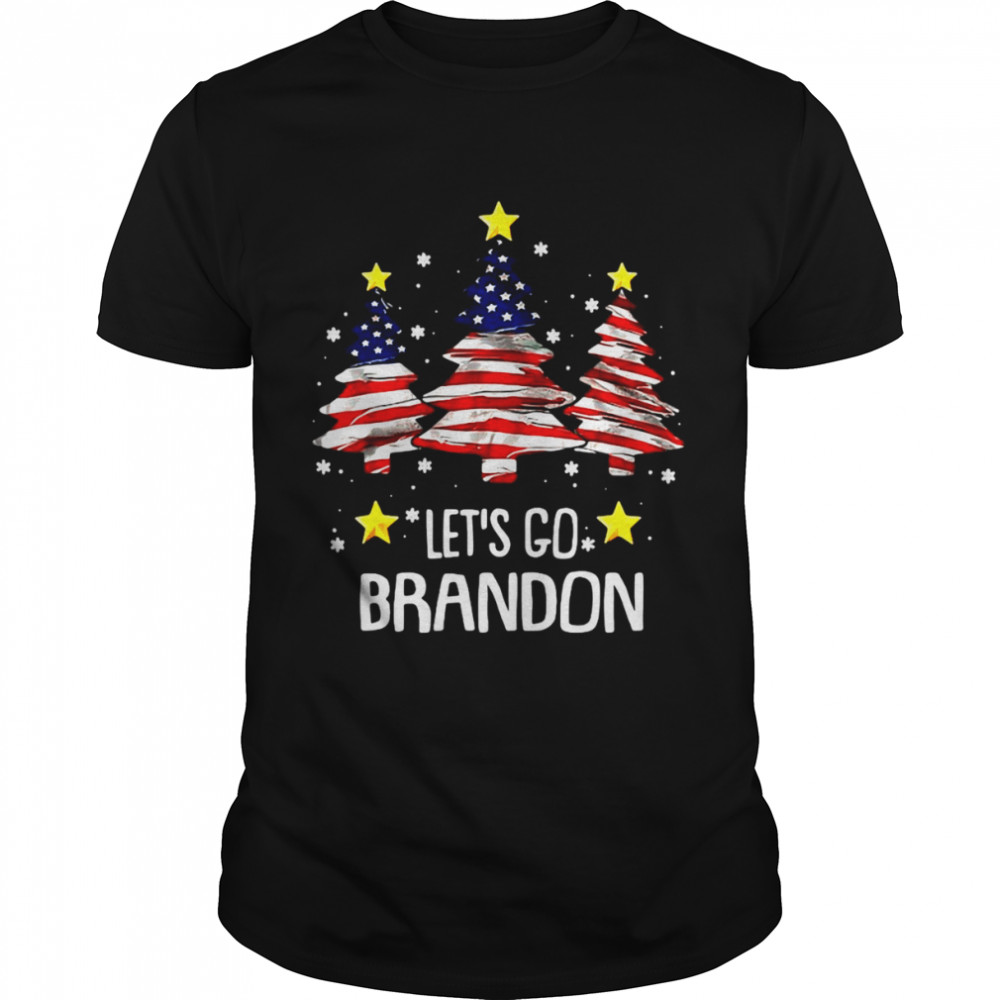 Merry Christmas Let’s Go Brandon Us Flag Three Pine Trees Sweater Classic Men's T-shirt
