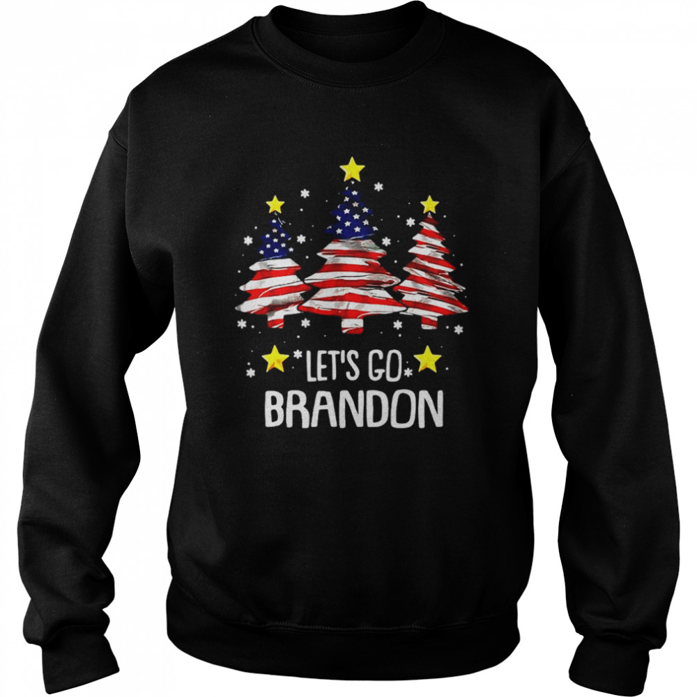 Merry Christmas Let’s Go Brandon Us Flag Three Pine Trees Sweater Unisex Sweatshirt