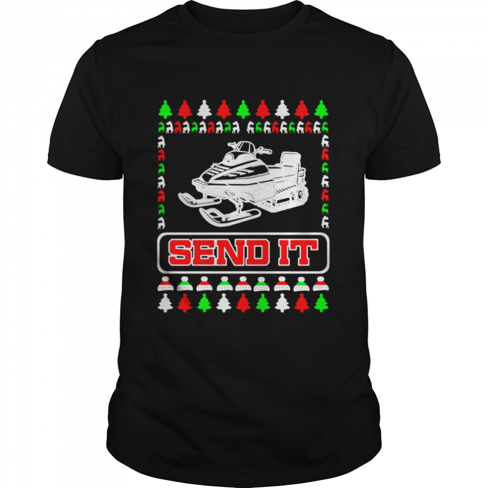 Send It Christmas Snowmobile Xmas Snow Machine Snowmobile Sweater Classic Men's T-shirt