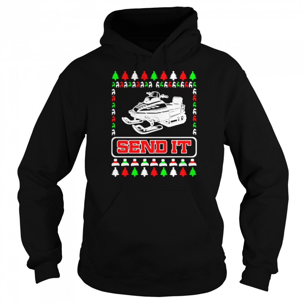 Send It Christmas Snowmobile Xmas Snow Machine Snowmobile Sweater Unisex Hoodie