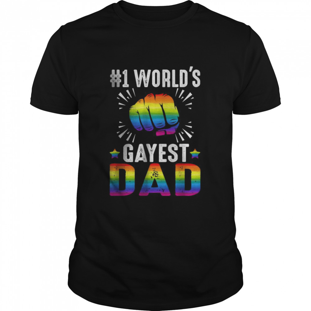 World’s Gayest Dad Funny Father’s Day LGBT Pride Rainbow T- Classic Men's T-shirt