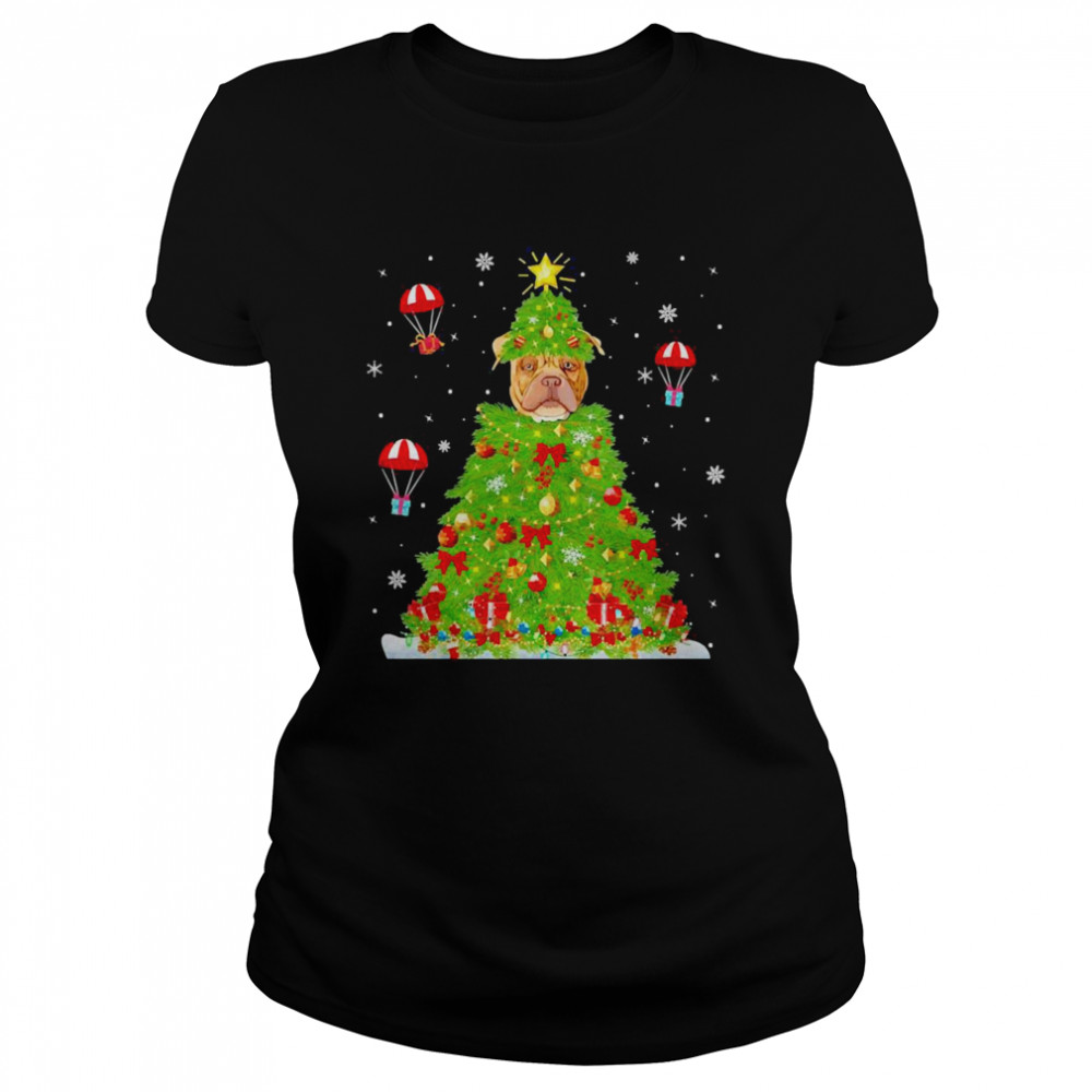 Xmas Lights Matching Family Merle Dog Christmas Tree Sweater Classic Women's T-shirt