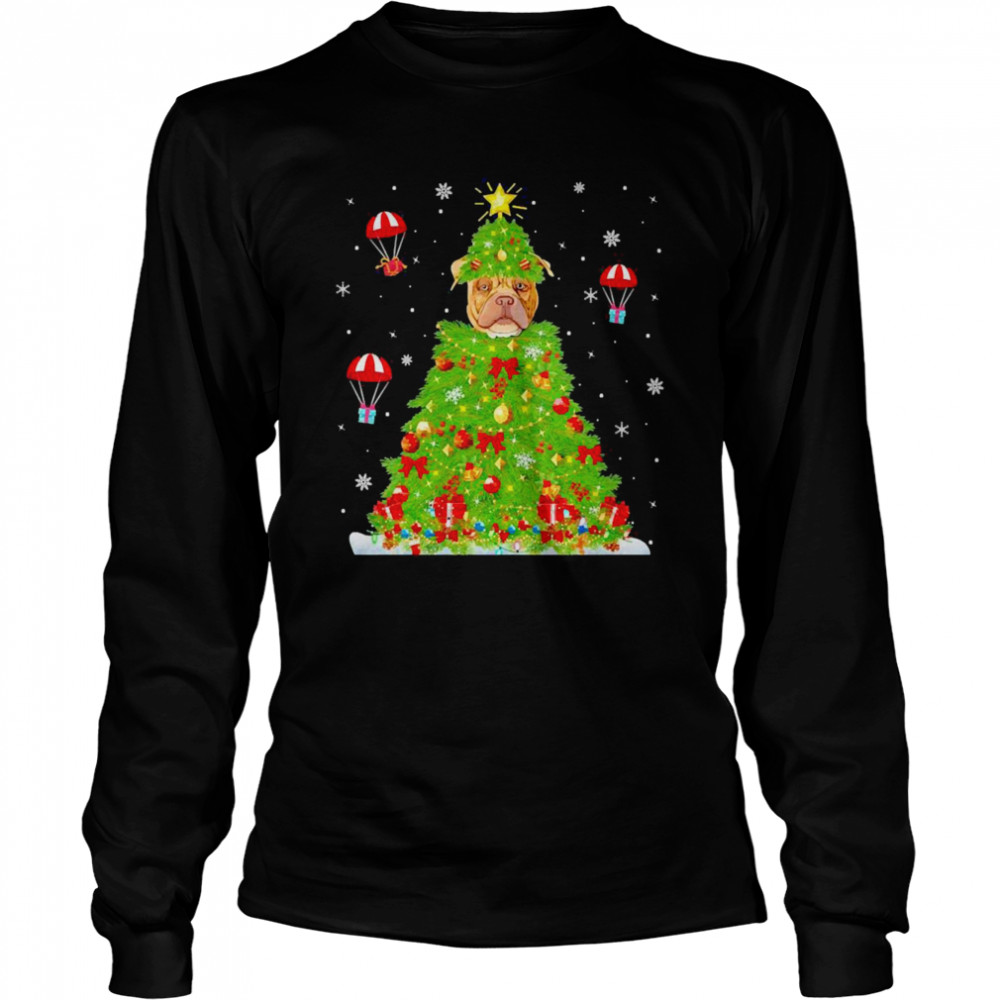 Xmas Lights Matching Family Merle Dog Christmas Tree Sweater Long Sleeved T-shirt