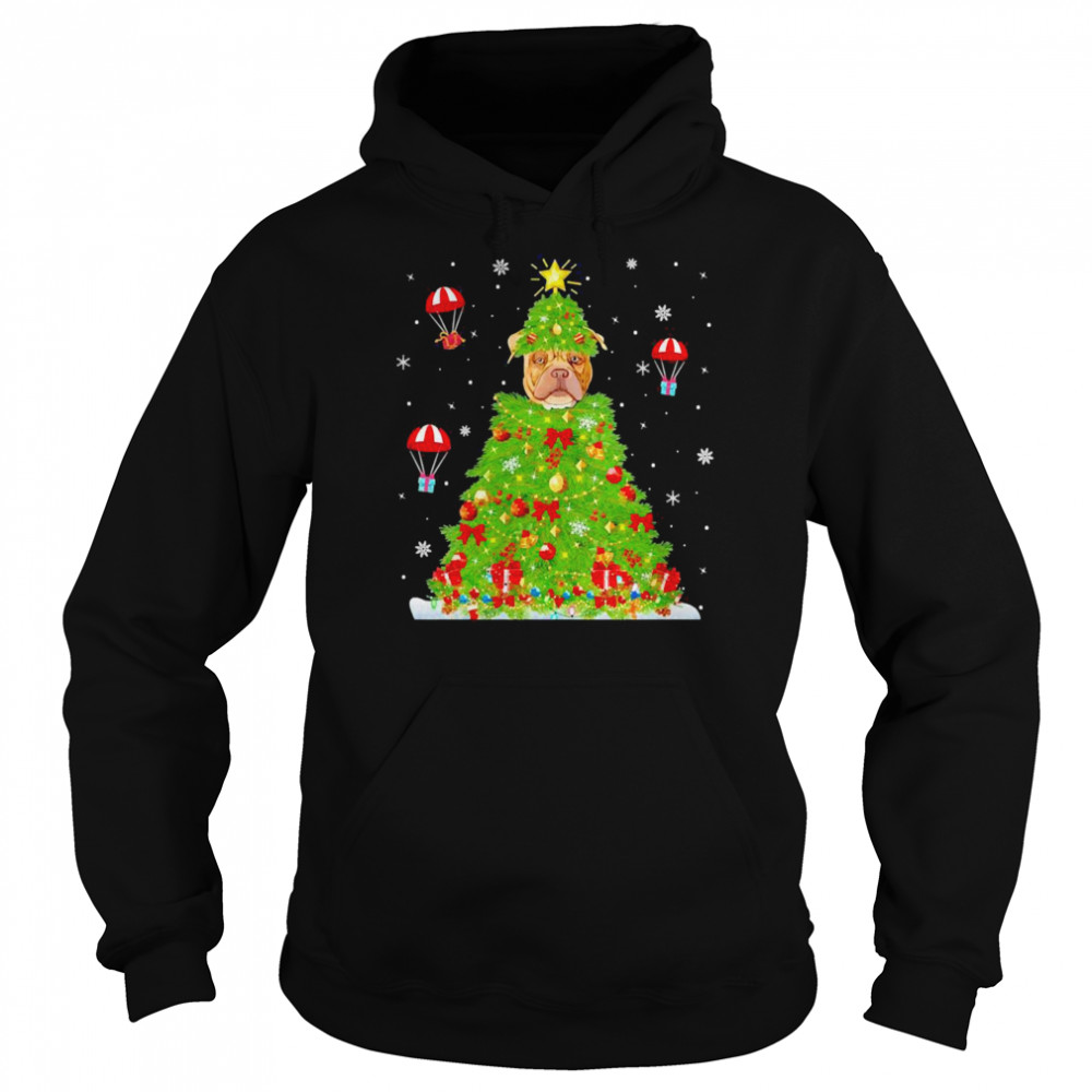 Xmas Lights Matching Family Merle Dog Christmas Tree Sweater Unisex Hoodie