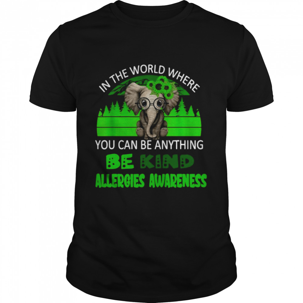 Be Kind Allergies Awareness Elephant Retro Background Shirt